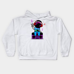 Astronaut listening to music Kids Hoodie